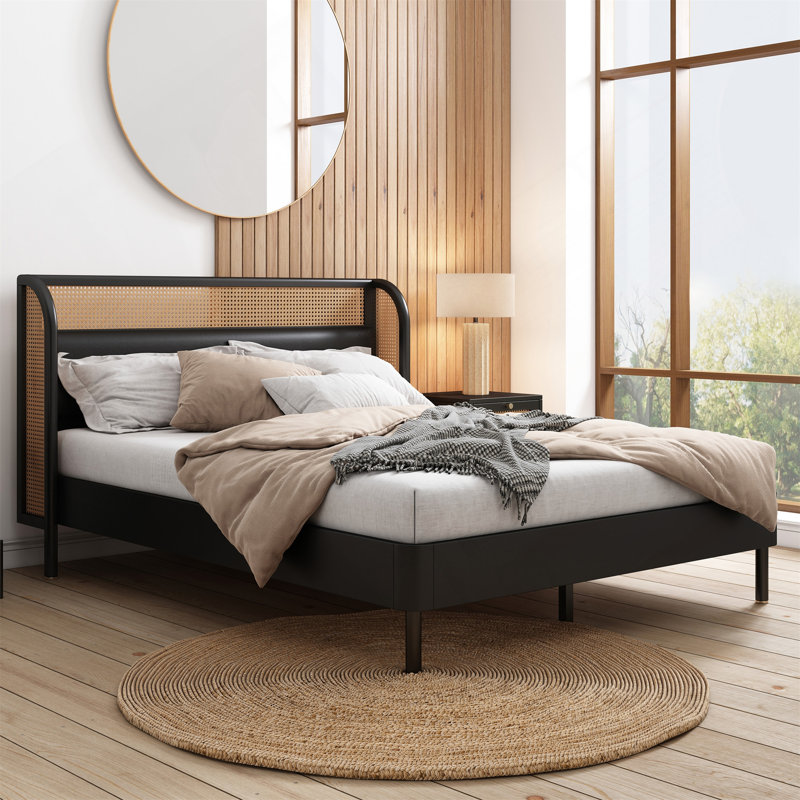 Modern Cannage Rattan Queen Bed - Stylish & Durable