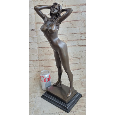 Playboy Bunny Centerfolds Sexy Girl Bronze Sculpture Art Deco Marble Base Figure