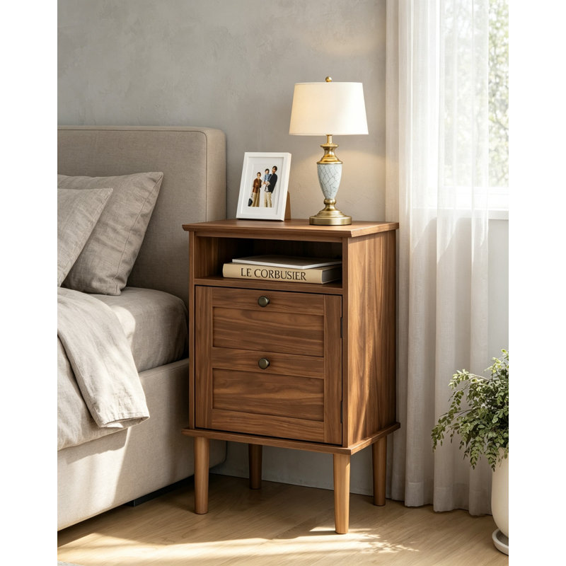 39 cm W Bedside Table, Brown