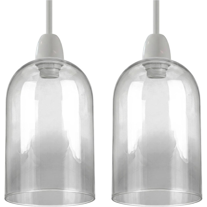 23cm H Glass Drum Lamp Shade in Smoke Gray