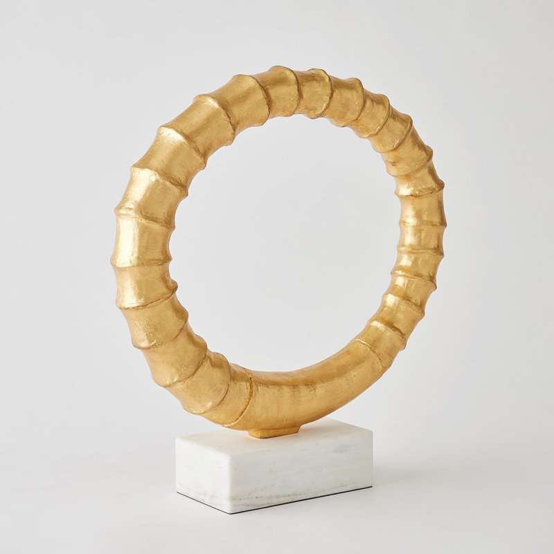 Infinity Horn Sculpture-Bronze, White/Gold