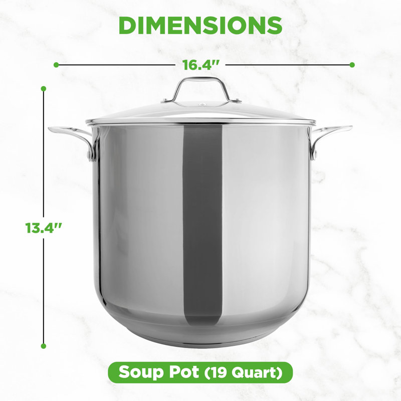 NutriChef Stainless Steel Stock Pot, 19 quarts (3-Ply)