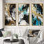 Pleine lune bonheur doré et turquoise abstrait III - Ensemble de 3 peintures abstraites-1464160449-1464160475