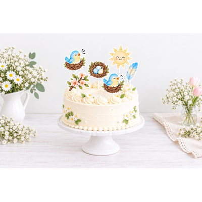 Décorations de gâteaux de nid de petit oiseau, poussins de fête pour bébé