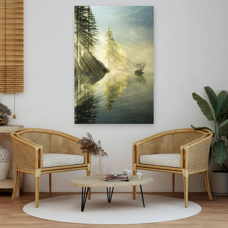 «God Rays», impression abstraite verticale de paysage forestier mural, 60" H x 40" W