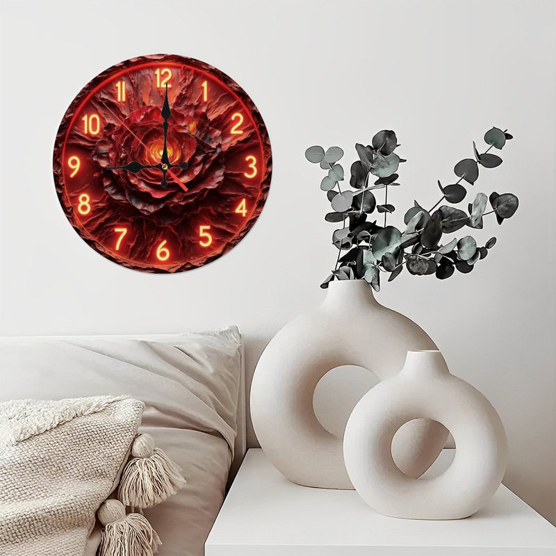Horloge Fiery Rose avec chiffres lumineux