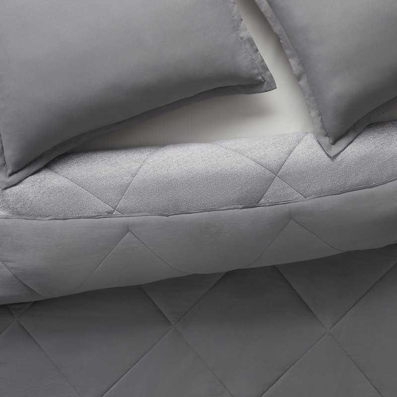 Dark Grey Queen Reversible Microfiber Bed in a Bag Set