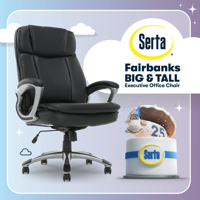 Fauteuil de bureau et de jeu Serta Fairbanks, Noir, noir, noir, noir