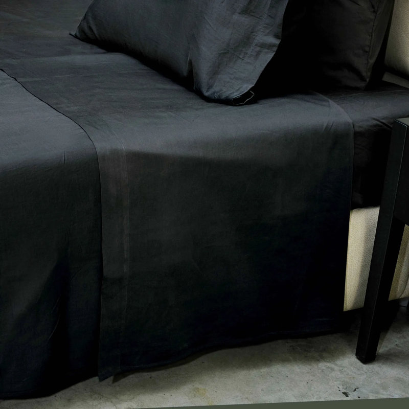 Viola Sateen Flat Sheet, King Flat Sheet, Charcoal