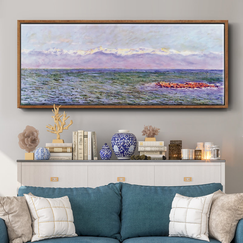 La mer et les Alpes, 1888, reproduction d'art sur toile, H 20 po x l 50 po x P 1,5 po, Noyer