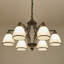 Lustre classique / traditionnel 6 lumières à intensité variable avec abat-jour en verre givré blanc-873305359