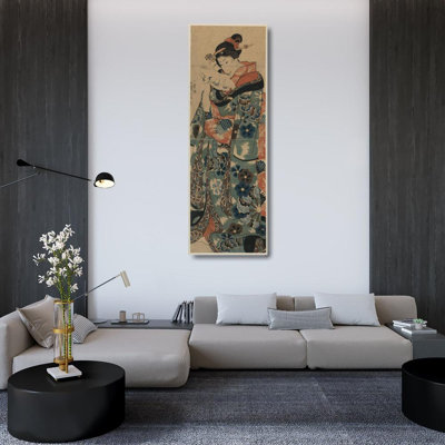 "Fumi Yomu Musume" par Utagawa Kuniyoshi - Art mural sur toile tendue avec châssis