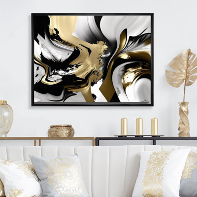 Golden Wave Reflections II - Abstract Framed Wall Art