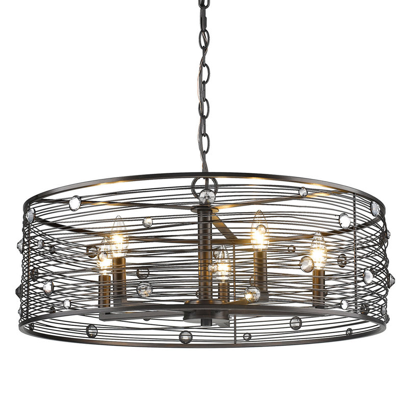 Lustre tambour unique à 5 lumières