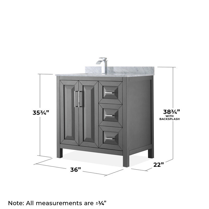 Daria 36'' W Single Vanity, Gray, Polished Chrome
