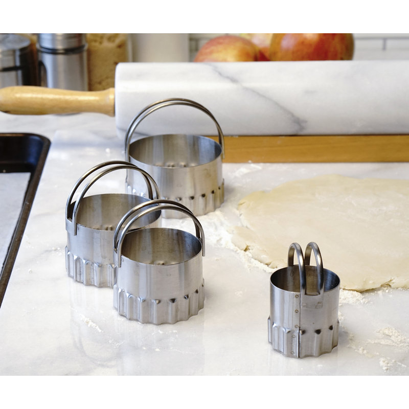 Stainless Steel Rippled Round Biscuit Cutters Set of 4