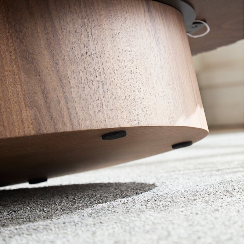Modern Handcraft Drum Coffee Table Length 43.7 Inch Ellipse Coffee Table For Living Room, Walnut