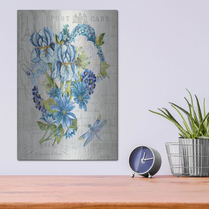 «Bouquet Francais D» par Jean Plout, art mural en métal, H 16 po x l 12 po
