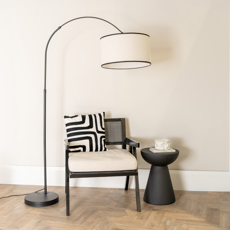Rorex 177cm Matte Arched Floor Lamp, White/Black