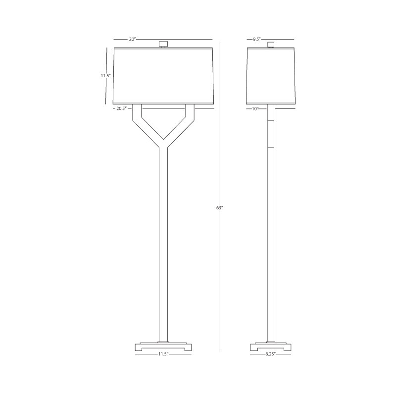 Lampe sur pied traditionnelle 63,00 po Valerie, Laiton vieilli, Blanc