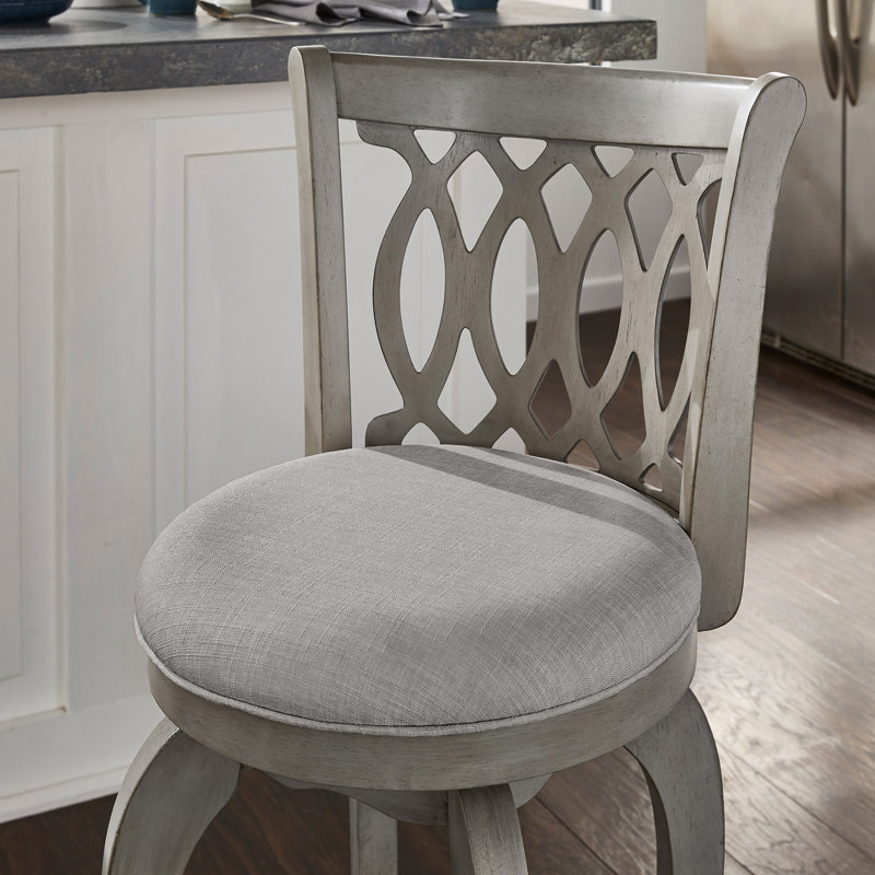 Chaise pivotante à hauteur de comptoir Alyn, Tabouret de bar (siège d'une hauteur de 29 po), Lin gris, Gris antique