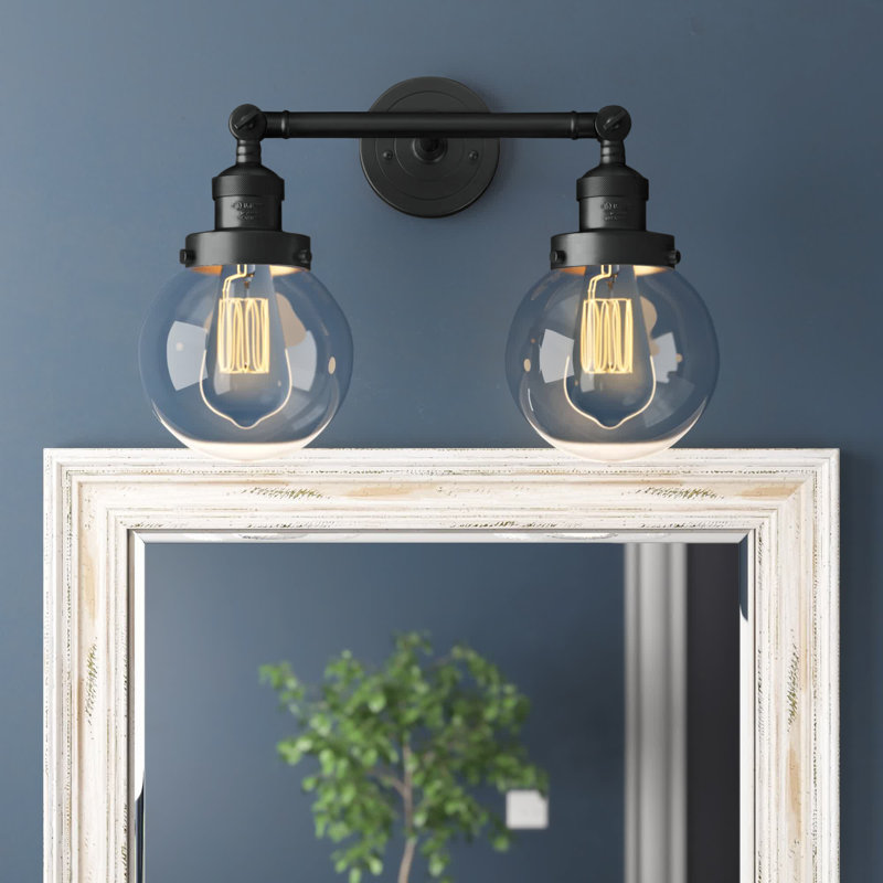 Éclairage de salle de bain à intensité variable 2 lumières Clementina, Ampoule incandescente rétro de 60 watts, Transparent
