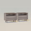 Table de chevet 2 tiroirs Mid-Century avec prises-581823637