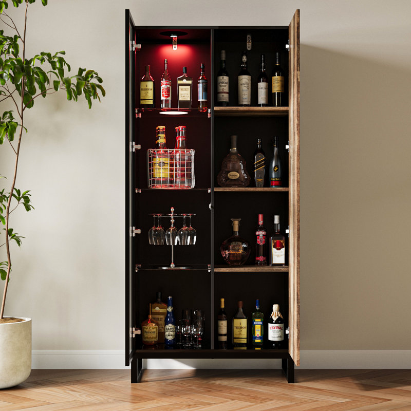 Bar vertical 68,8 po avec porte vitrée et lumières DEL - ouverture par pression
