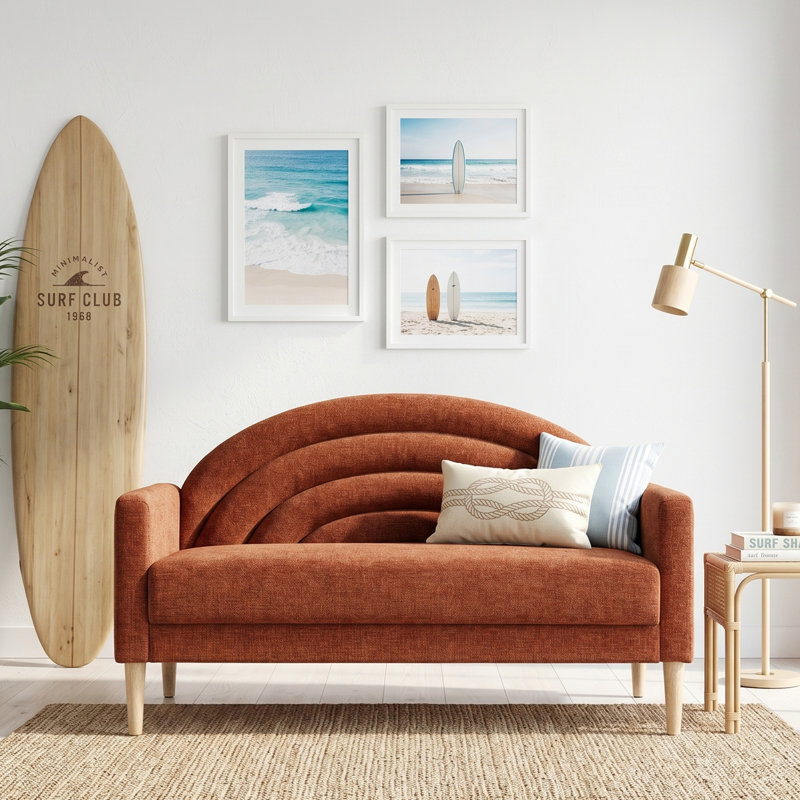 Canapé rembourré à deux places Michala, Polyester ocre, H 31,5 po x l 49,6 po x P 30,7 po