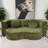 47.24"Green linen-blend loveseat with throw pillows