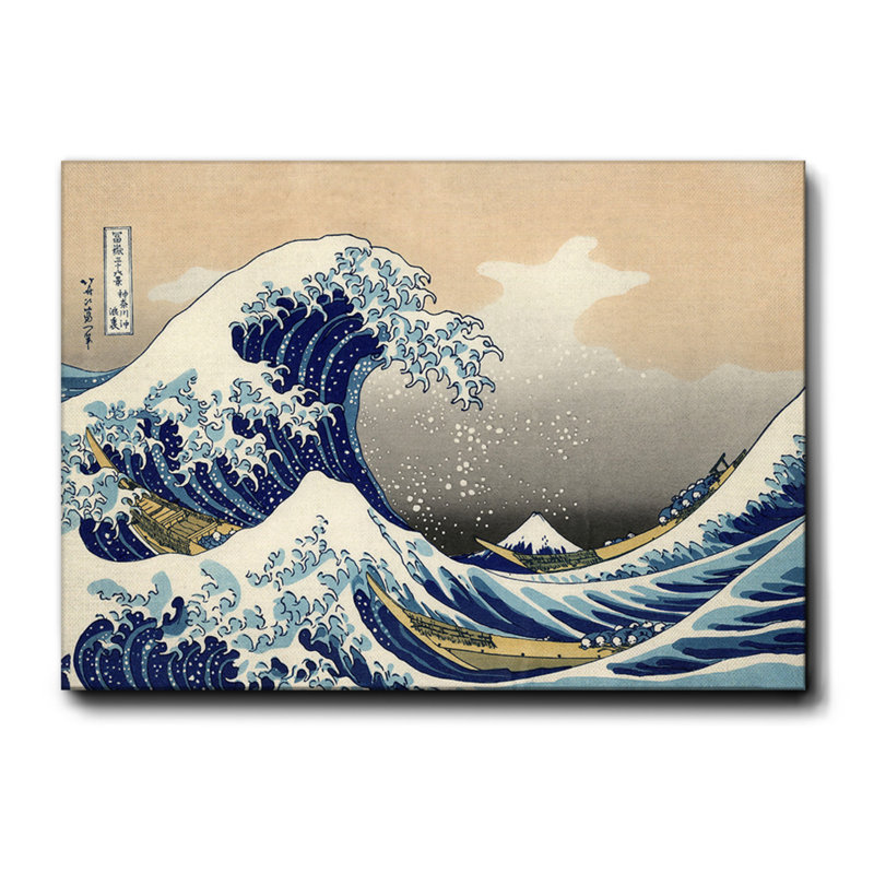 La Grande Onda Di Kanagawa by Katsushika Hokusai - Rectangle Painting on Canvas, 95cm H x 135cm W