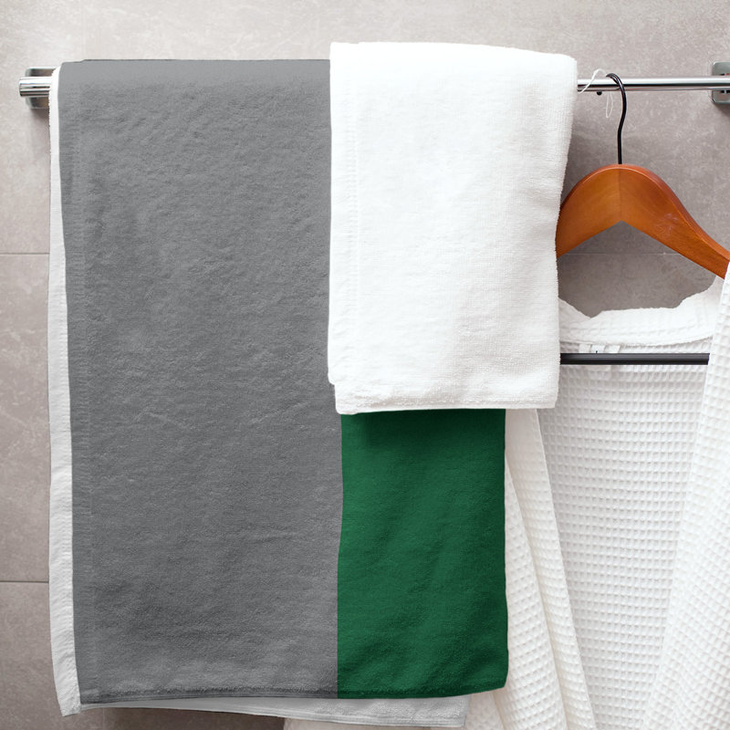 Bath Towel, Gray/Green/Off White