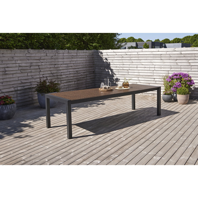 Marial Rectangular Metal Outdoor Dining Table , 205cm cm W 100cm cm D, Brown