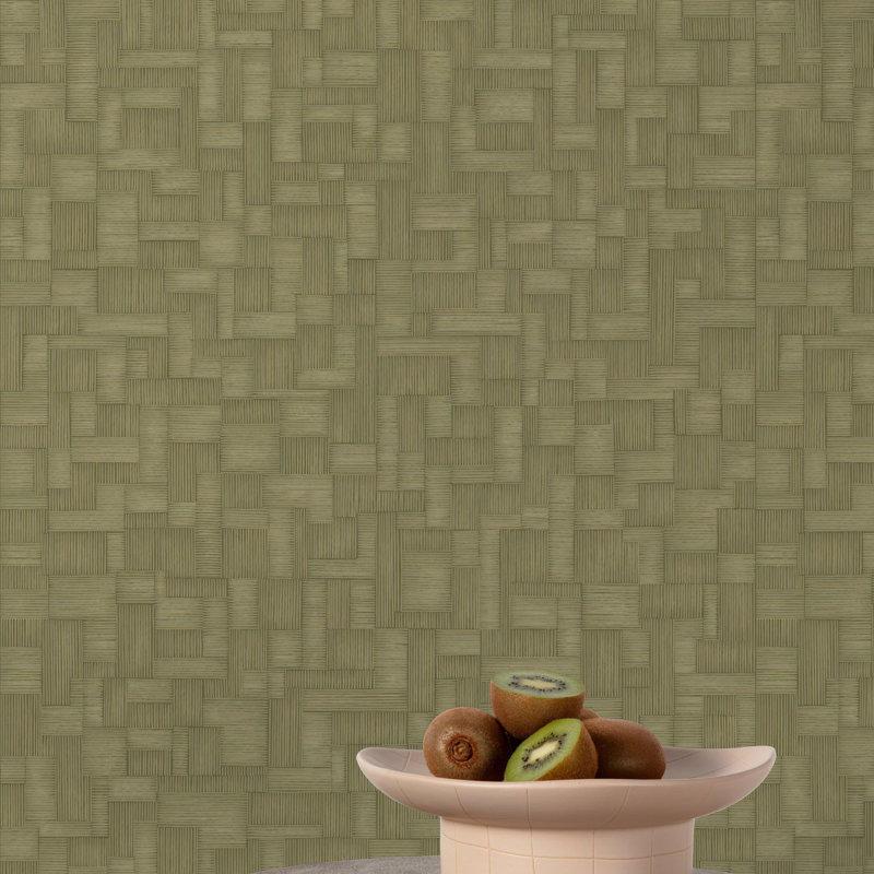 Structured Walls Collection All-Over Geometric Wallpaper Roll, Olive Green