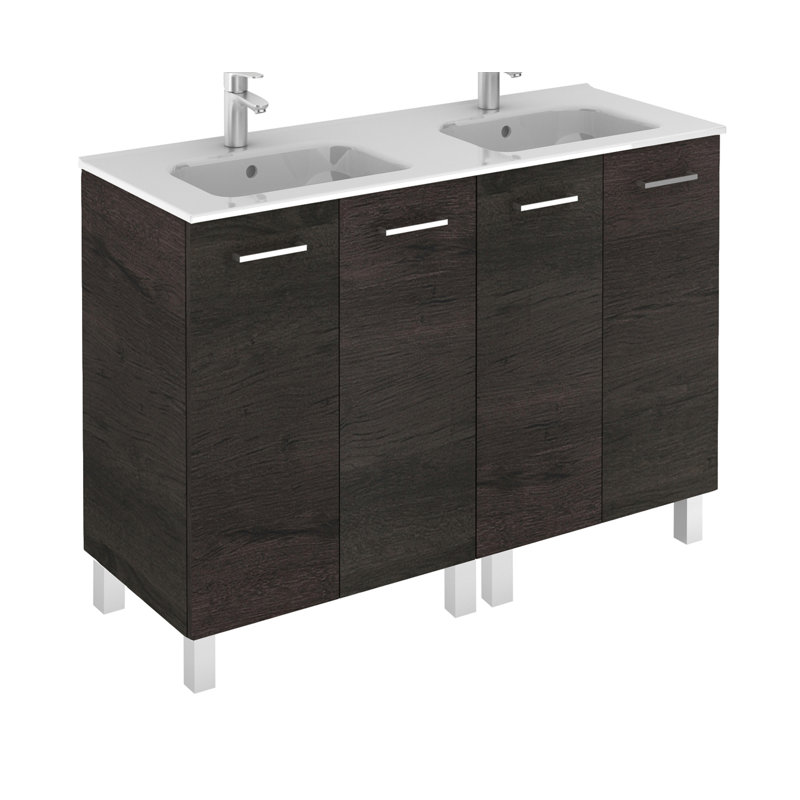 Ensemble de meuble-lavabo de salle de bain double 47 po Logic, Wengé