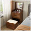 Bureau de coiffeuse 3 en 1 avec miroir rabattable, petit ensemble de coiffeuse avec bureau en verre visible, coiffeuse compacte avec 3 tiroirs, coiffeuse-130378320