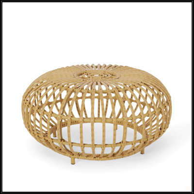 Table basse de style bohémien en faux rotin d'OTTAWA pour l'intérieur et l'extérieur, table d'appoint ronde fabriquée à la main pour le salon et le patio
