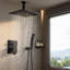 Ensemble de système de douche au plafond en laiton noir mat avec douchette et pomme de douche 10 pouces