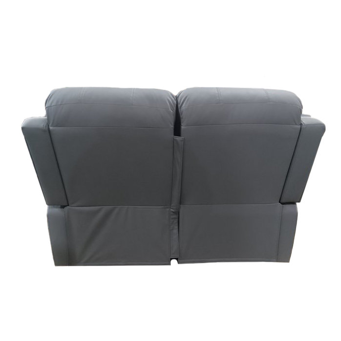 Sybley 2 Seater Faux Leather Reclining Sofa, Grey