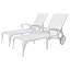 Méridienne de patio réglable en aluminium, chaise d'extérieur inclinable blanche à 3 positions avec roulettes
