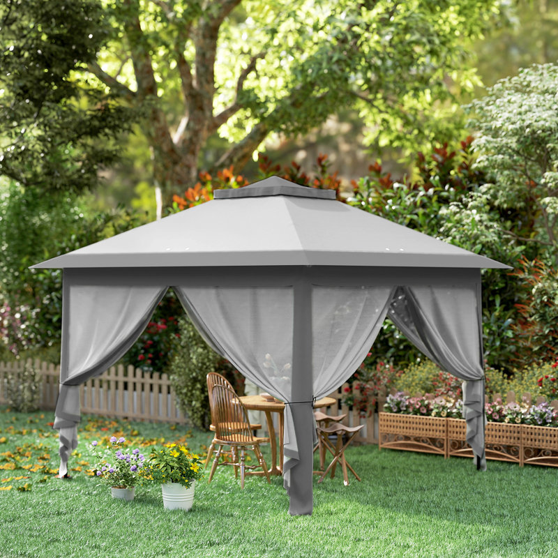 Atzhiry 3.3m x 3.3m Metal Pop-Up Gazebo, Grey