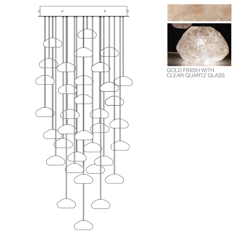 Natural Inspirations 36 - Light Cluster Pendant, Gold, Clear Quartz