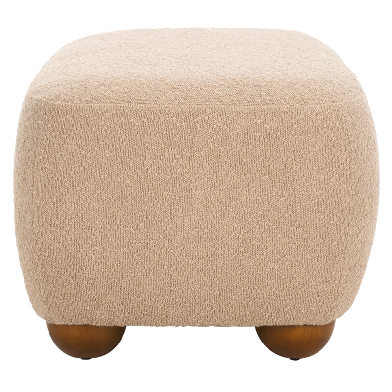 Carrah Rectangular Ottoman W/ Wood Legs, Tan