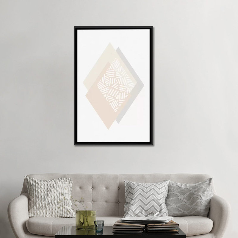 «Minimalist Geometric II», impression sur toile, H 26 po x l 18 po x P 1,5 po, Toile avec cadre noir, Pas de tapis