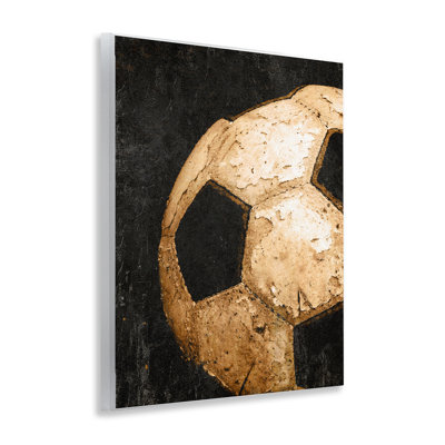 Plaque murale rétro avec ballon de soccer, design par Kim Allen