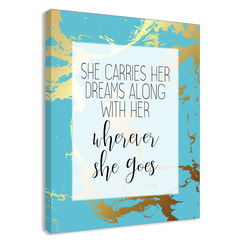 «Whereever she goes», art encadré, H 14 po x l 11 po x P 1,5 po, Canevas