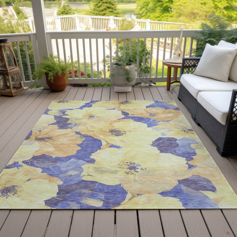 Machine Washable Indoor/Outdoor Claudian ACN1548 Wheat Rug, Rectangle 3' x 5'