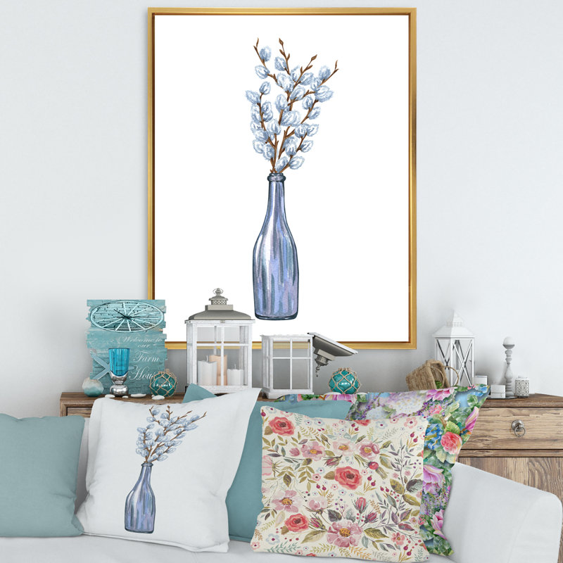«Bunch Of Pussy Willow Twigs II», reproduction sur toile flottante, H 20 po x l 12 po x p 1 po, Encadrement doré
