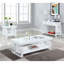 Table de bout rectangulaire haute brillance blanche avec tablette intégrée, parfaite pour les espaces de vie modernes et élégants