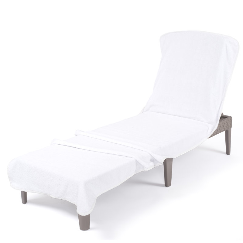Housse pour chaise longue avec pochette, serviette de plage surdimensionnée 86 po x 32 po, Blanc, 1 pièce